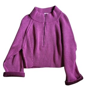 FREE PEOPLE NWT Greta Ribbed Half Zip Pullober Large